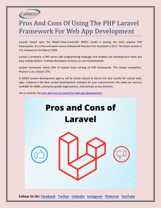 Pros And Cons Of Using The PHP Laravel Framework For Web App Development