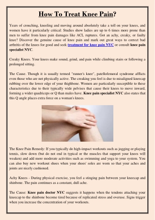 How To Treat Knee Pain?