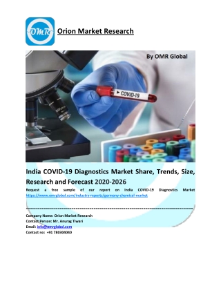 India COVID-19 Diagnostics Market Size, Share, Analysis, Industry Report and Forecast to 2026