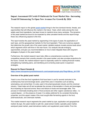 Yeast Market Analysis by Major COVID 19 Growing Trends Till 2027