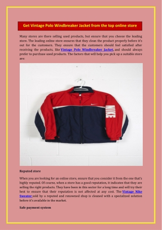 Get Vintage Polo Windbreaker Jacket from the top online store