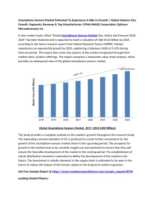 Smartphone Sensors Market Estimated To Experience A Hike in Growth 2020