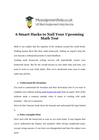 6 Smart Hacks to Nail Your Upcoming Math Test