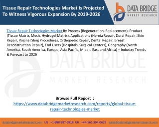 Tissue Repair Technologies Market Is Projected To Witness Vigorous Expansion By 2019-2026