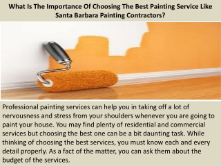 What Is The Importance Of Choosing The Best Painting Service Like Santa Barbara Painting Contractors?