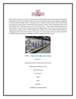 Supermarket Fridge Freezer Sydney | Supermarketstore.com.au