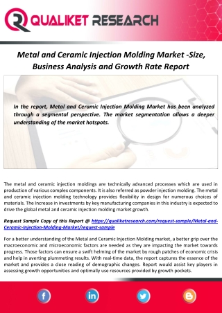 Metal and Ceramic Injection Molding Market Size, Growth and Forecast Report by 2027