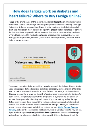 How does Farxiga work on diabetes and heart failure? Where to Buy Farxiga Online?