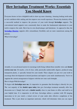 How Invisalign Treatment Works- Essentials You Should Know