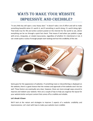 Ways to make your website impressive and credible?