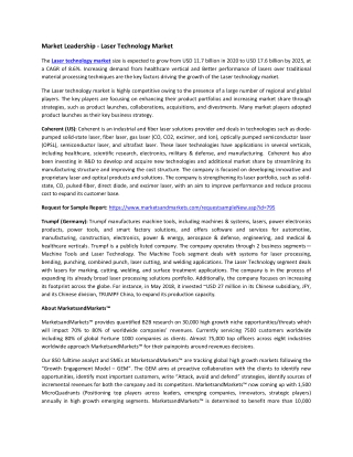 Laser Technology Market by Type, Revenue, Application | COVID-19 Impact Analysis | MarketsandMarkets