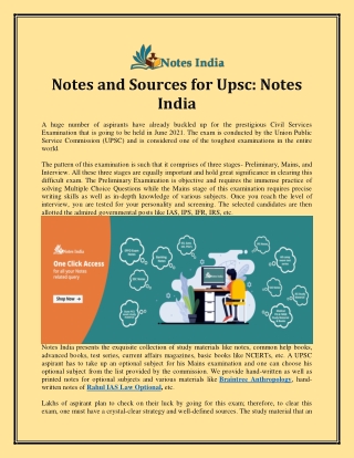 Notes and Sources for Upsc: Notes India