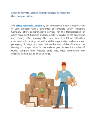 office removals London comprehensive services for the transportation