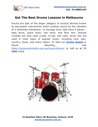 Get the best drums lessons in Melbourne