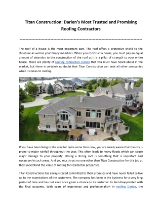 Titan Construction: Darien’s Most Trusted and Promising Roofing Contractors