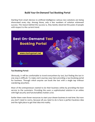 Build Your On-Demand Taxi Booking Portal Now!