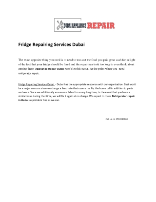 Fridge Repairing Services Dubai - Dubaiappliancerepair