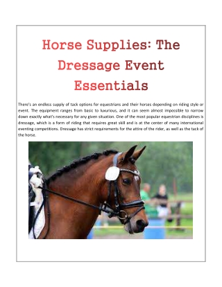 Horse Supplies: The Dressage Event Essentials
