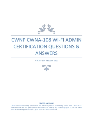 [UPDATED] CWNP CWNA-108 Certification Questions & Answers