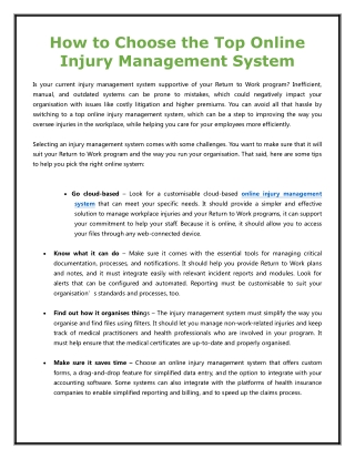 How to Choose the Top Online Injury Management System