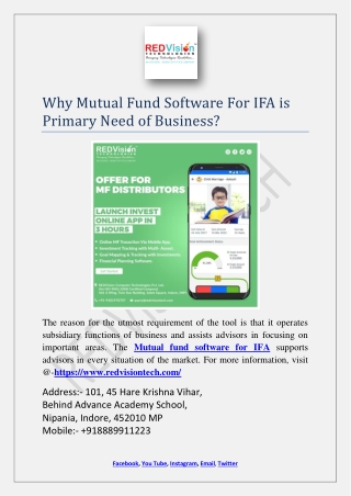 Why Mutual Fund Software For IFA is Primary Need of Business?