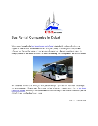 Bus Rental Companies In Dubai - Ubrbusservice