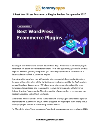 6 Best WordPress Ecommerce Plugins Review Compared – 2020