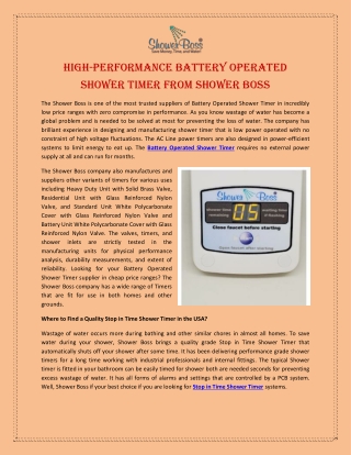 High-Performance Battery Operated Shower Timer from Shower Boss