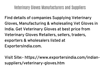 Veterinary Gloves Manufacturers and Suppliers