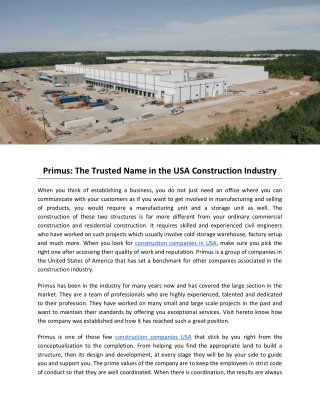 Primus: The Trusted Name in the USA Construction Industry