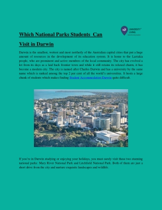 Which National Parks Students  Can Visit in Darwin