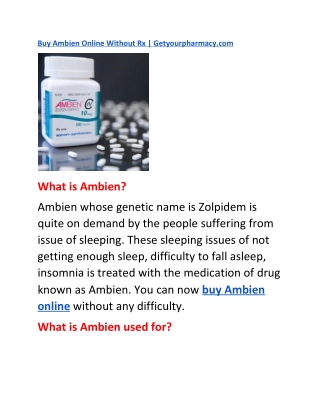 Buy Ambien Online Without Rx | Getyourpharmacy.com