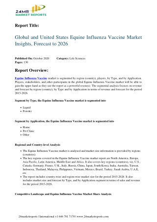 Equine Influenza Vaccine Market Insights, Forecast to 2026