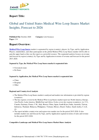 Medical Wire Loop Snares Market Insights, Forecast to 2026