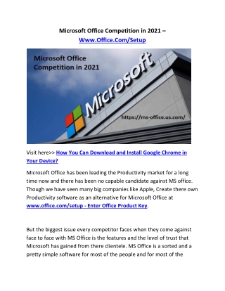 Microsoft Office Competition in 2021 – Www.Office.Com/Setup