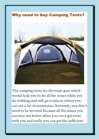 Why need to buy Camping Tents?