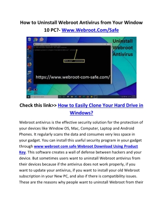 How to Uninstall Webroot Antivirus from Your Window 10 PC?- Www.Webroot.Com/Safe