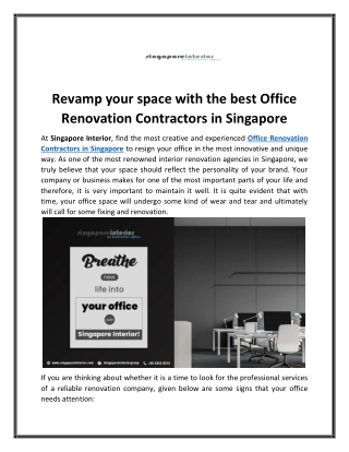 Office Renovation Contractors in Singapore