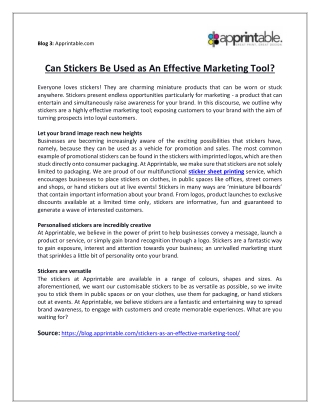 Can Stickers be Used as an Effective Marketing Tool?