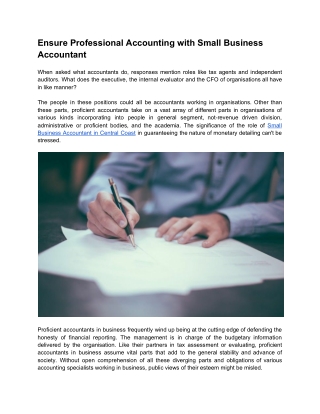 Ensure Professional Accounting with Small Business Accountant
