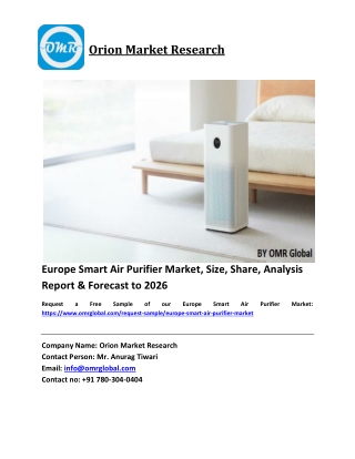 Europe Smart Air Purifier Market Size, Industry Trends, Share and Forecast 2020-2026