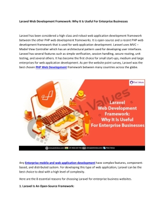 Laravel Web Development Framework: Why It Is Useful For Enterprise Businesses