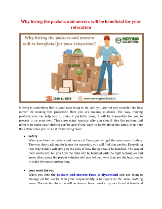 Why hiring the packers and movers will be beneficial for your relocation?