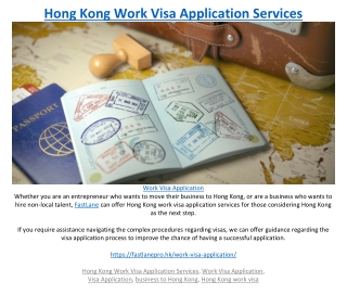 Hong Kong Work Visa Application Services