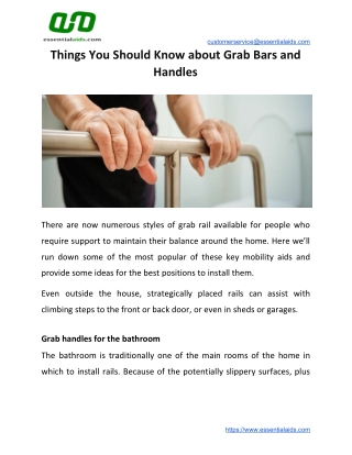 Things You Should Know about Grab Bars and Handles