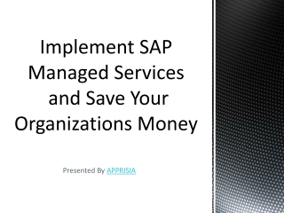Implement SAP Managed Services and Save Organizations Money