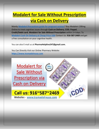 Modalert for Sale Without Prescription via Cash on Delivery
