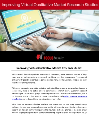 Improving Virtual Qualitative Market Research Studies
