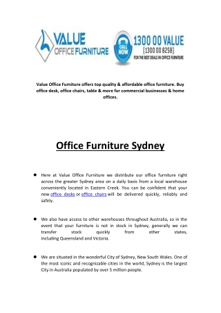 Buy Office Furniture In Sydney
