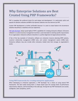 Why Enterprise Solutions are Best Created Using PHP Frameworks?